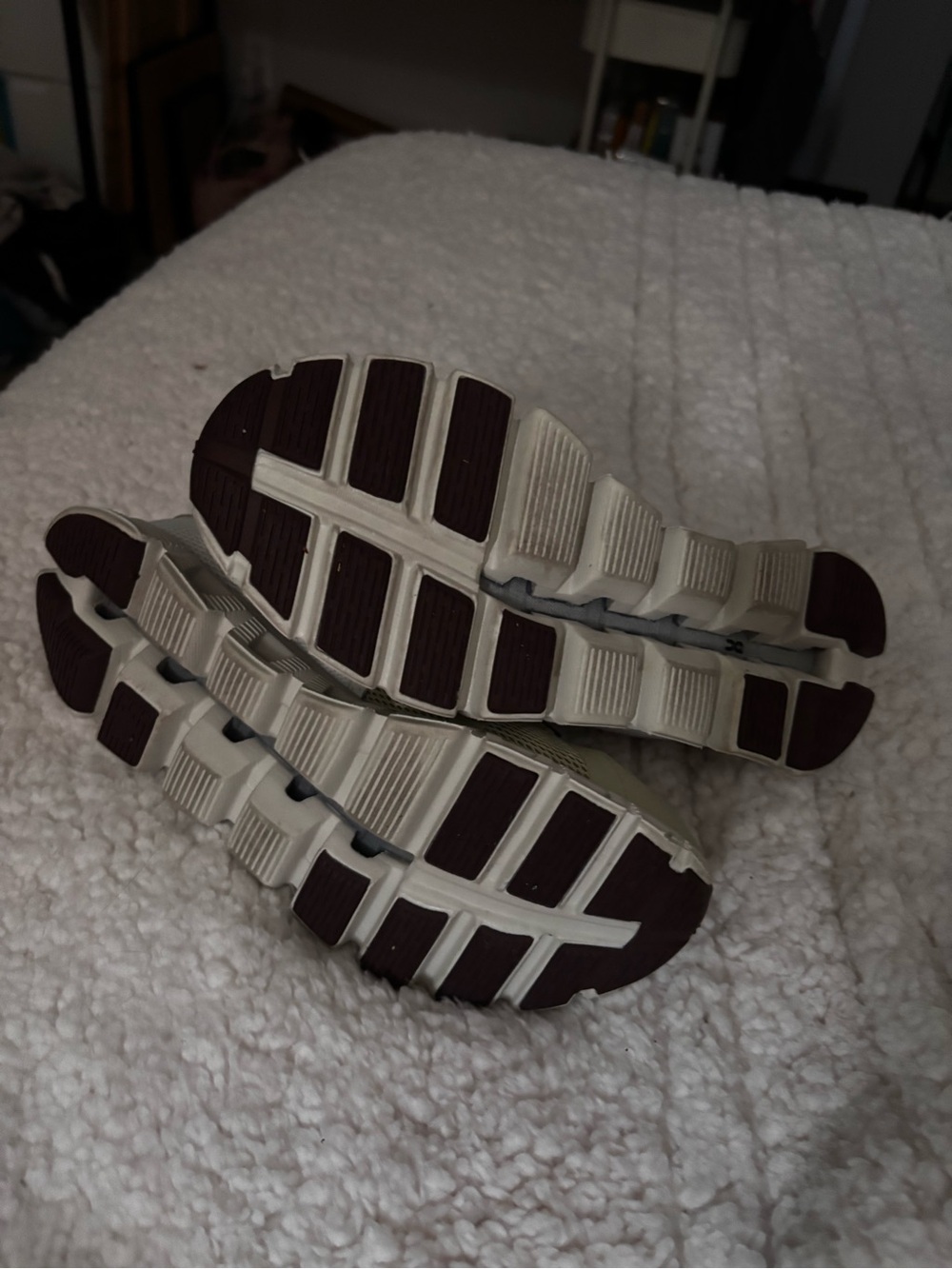 On Running Women's Sage Green and Plum Athletic Running Shoes - Picture 6 of 7